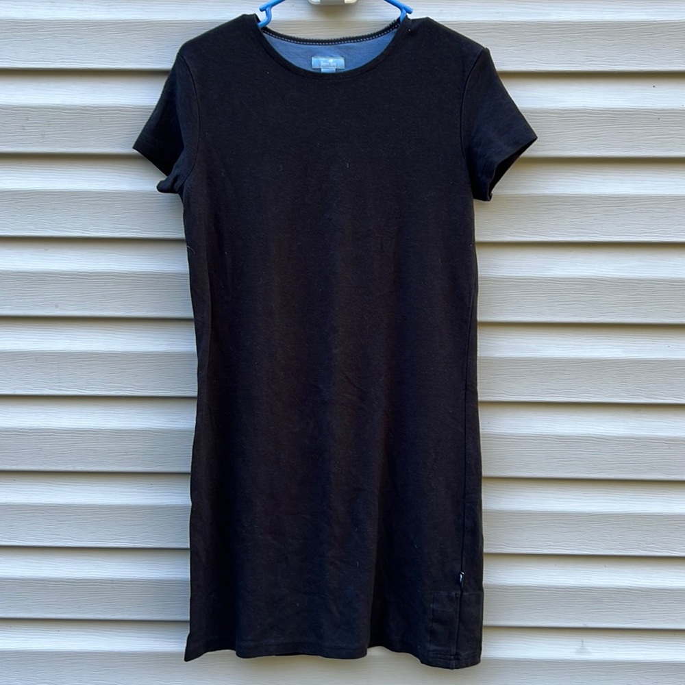 Horny Toad Women Black Tshirt Dress Short Sleeve Pullover Size Small Pocket